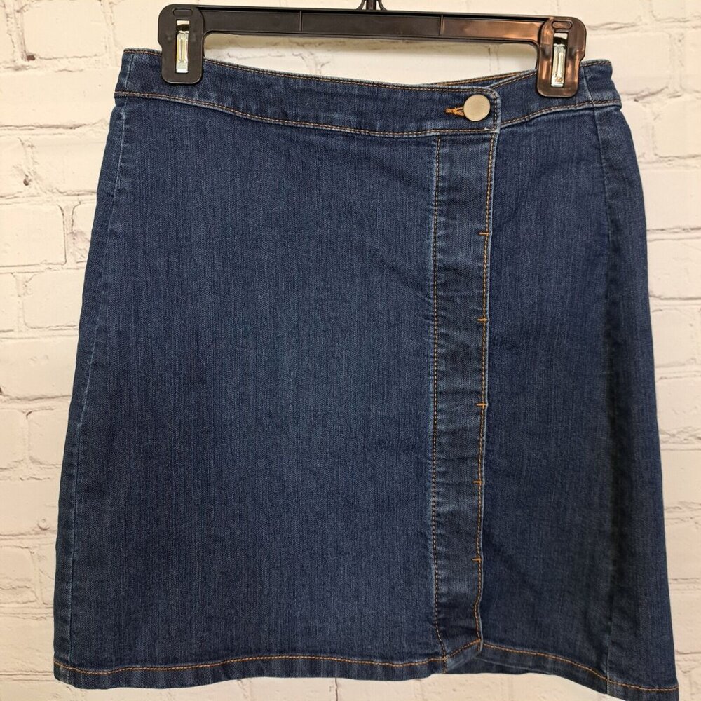 Loft Blue Button Front Jean Skirt Size 2